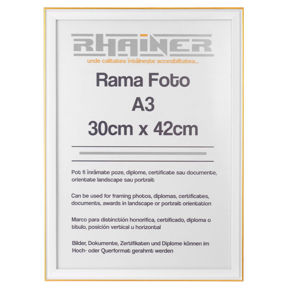 Rama foto Barcelona alb+auriu A3