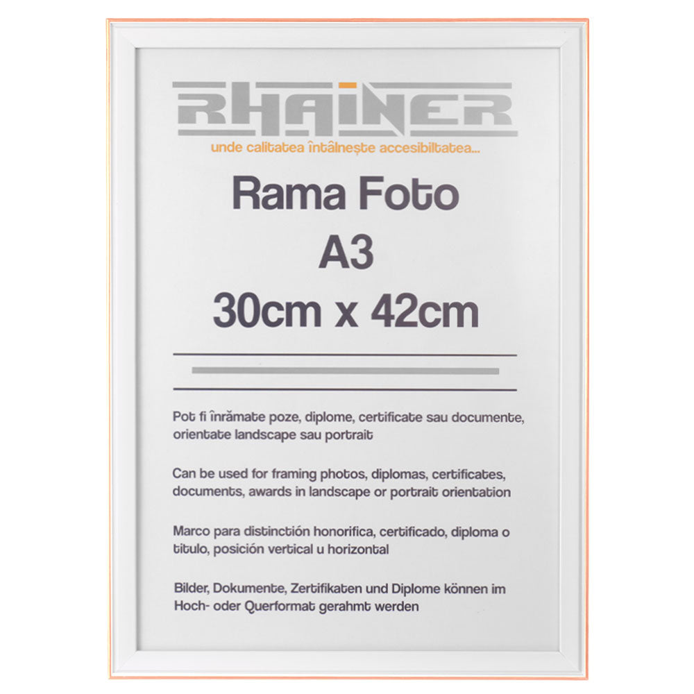 Rama foto Barcelona alb+auriu rose A3