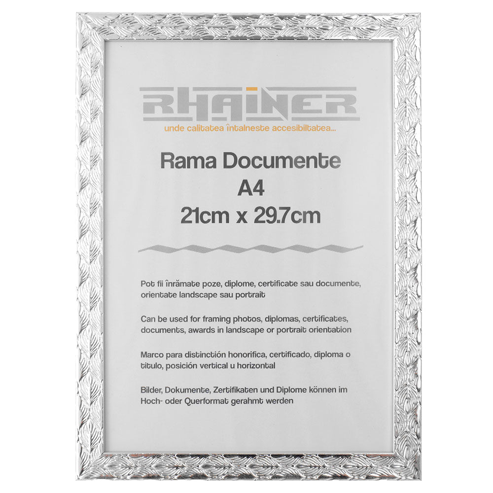 Rama foto Leon argintiu texturat A4