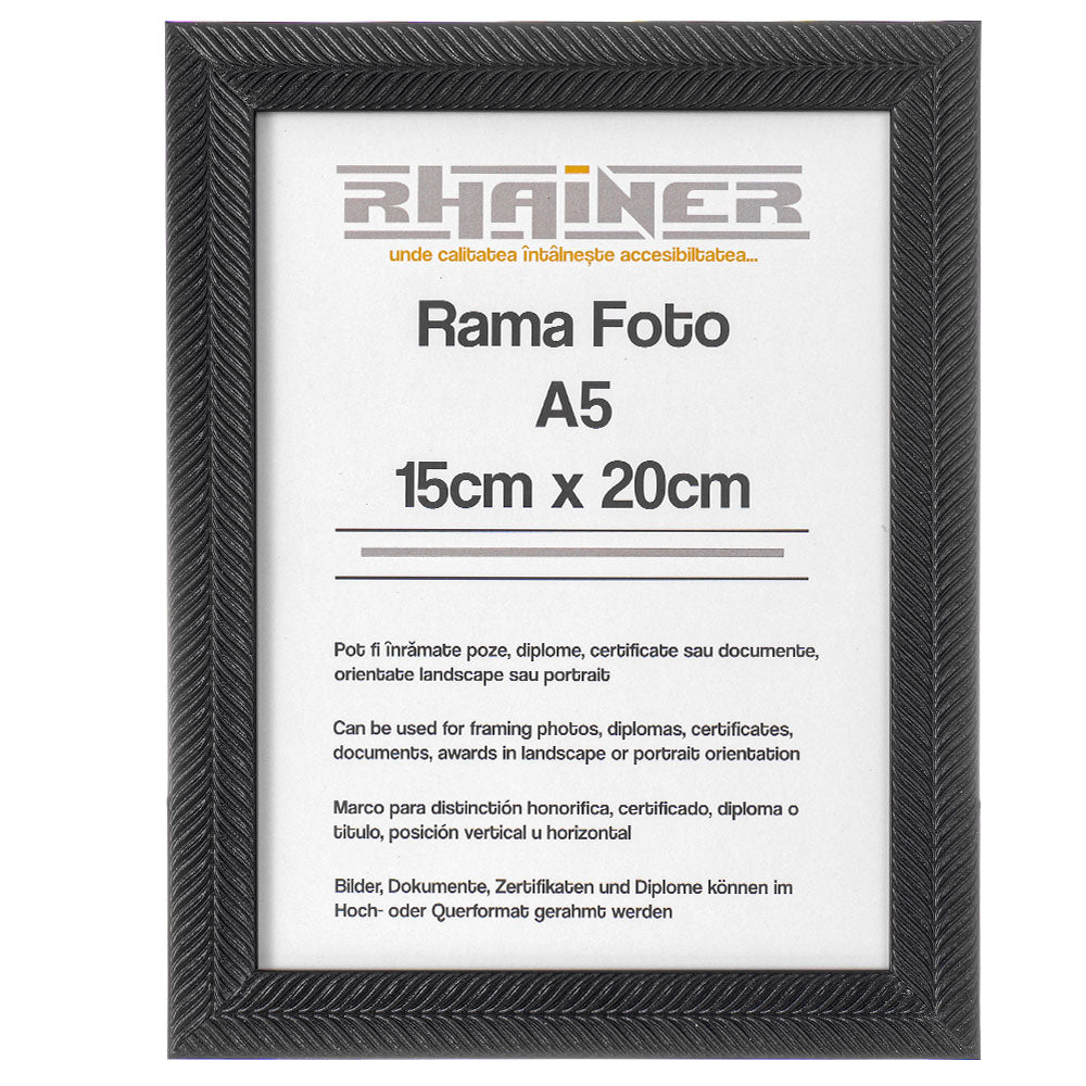 Rama foto Leon negru texturat A5