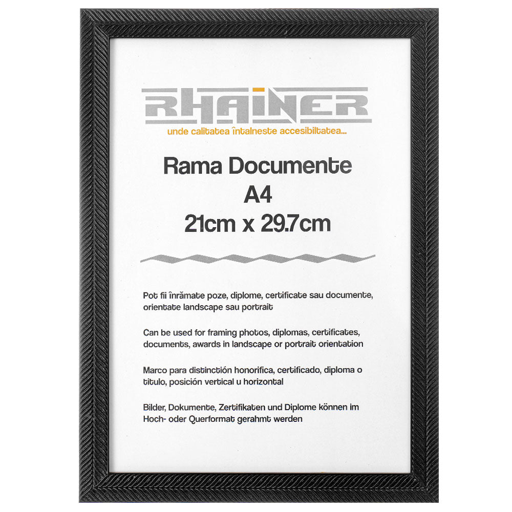 Rama foto Leon negru texturat A4