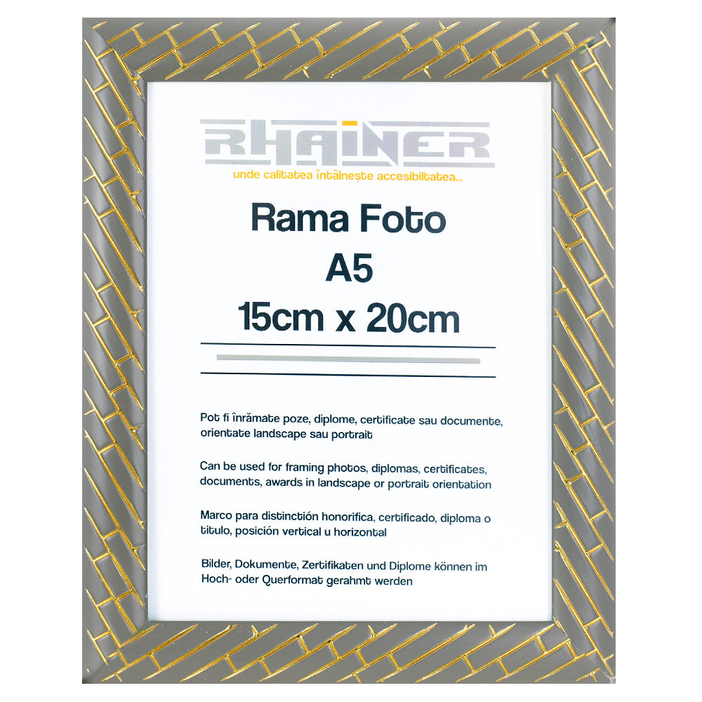 Rama foto Barrio gri+auriu A5