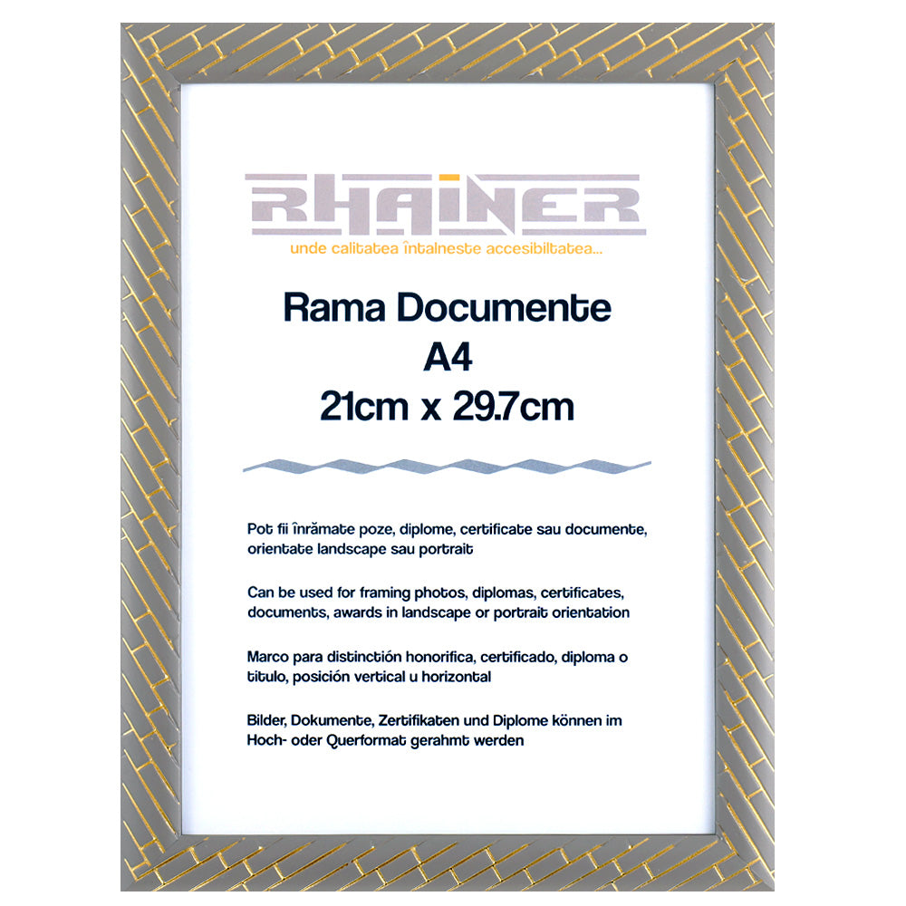 Rama foto Barrio gri+auriu A4
