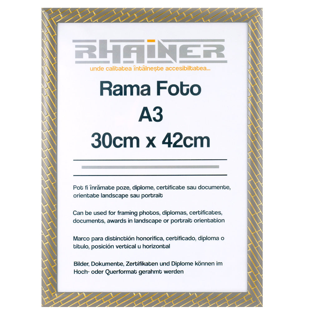 Rama foto Barrio gri+auriu A3
