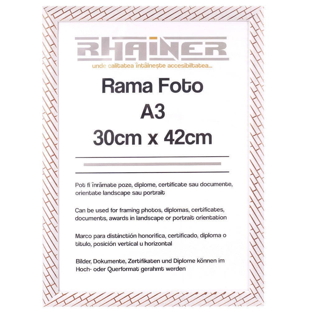 Rama foto Barrio alb+auriu rose A3