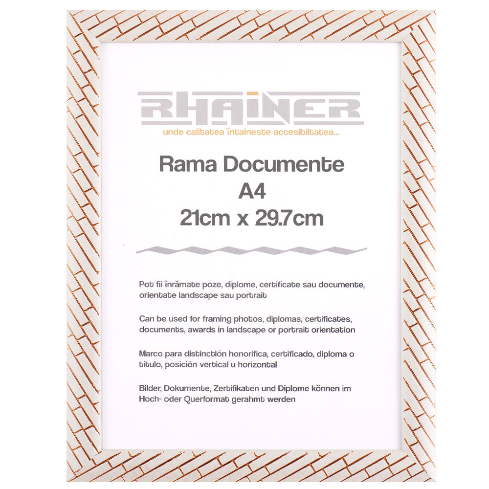 Rama foto Barrio alb+auriu rose A4