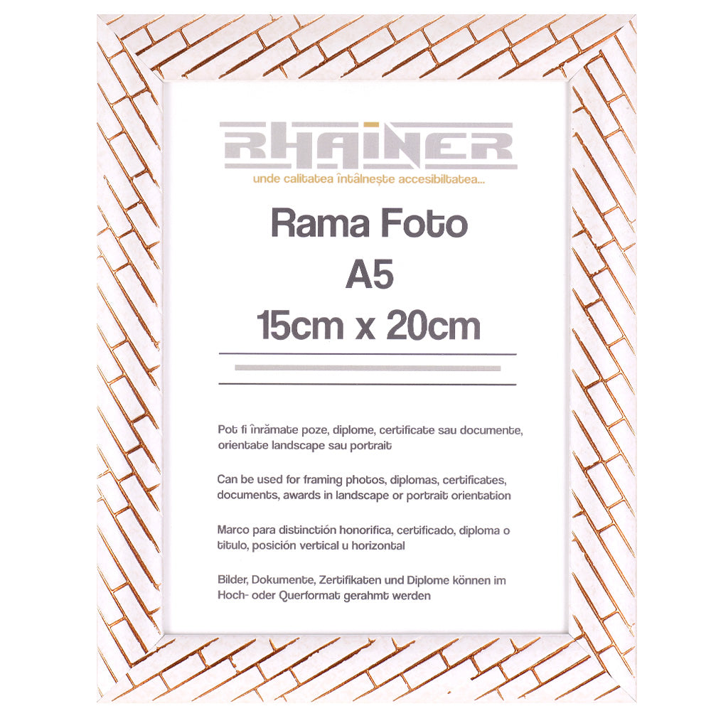 Rama foto Barrio alb+auriu rose A5