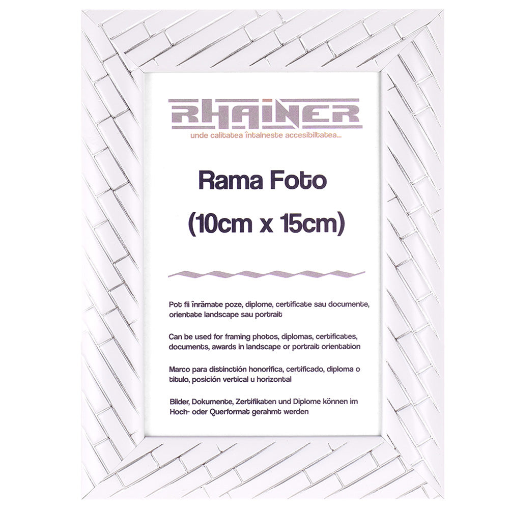 Rama foto Barrio alb+argintiu 10x15