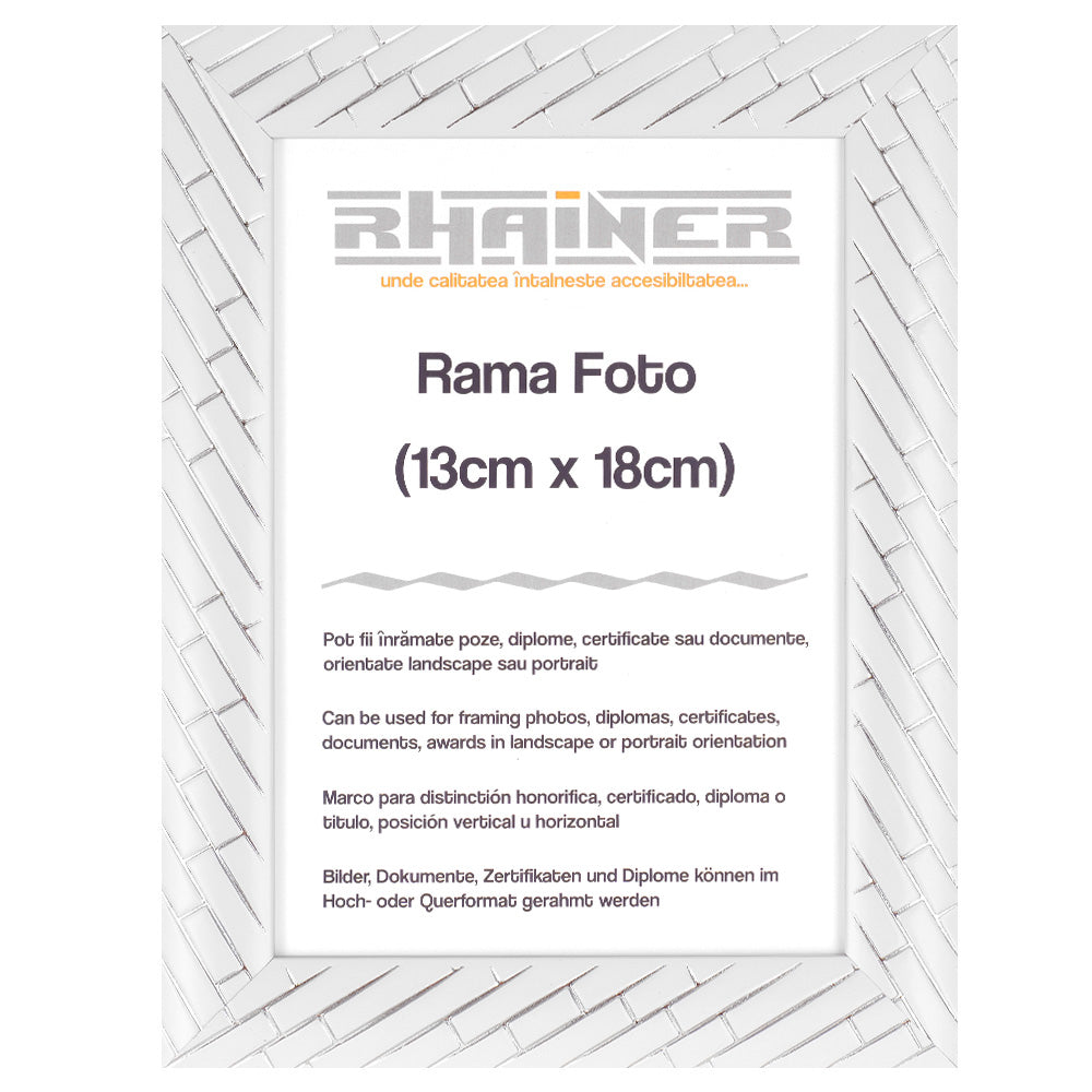 Rama foto Barrio alb+argintiu 13x18