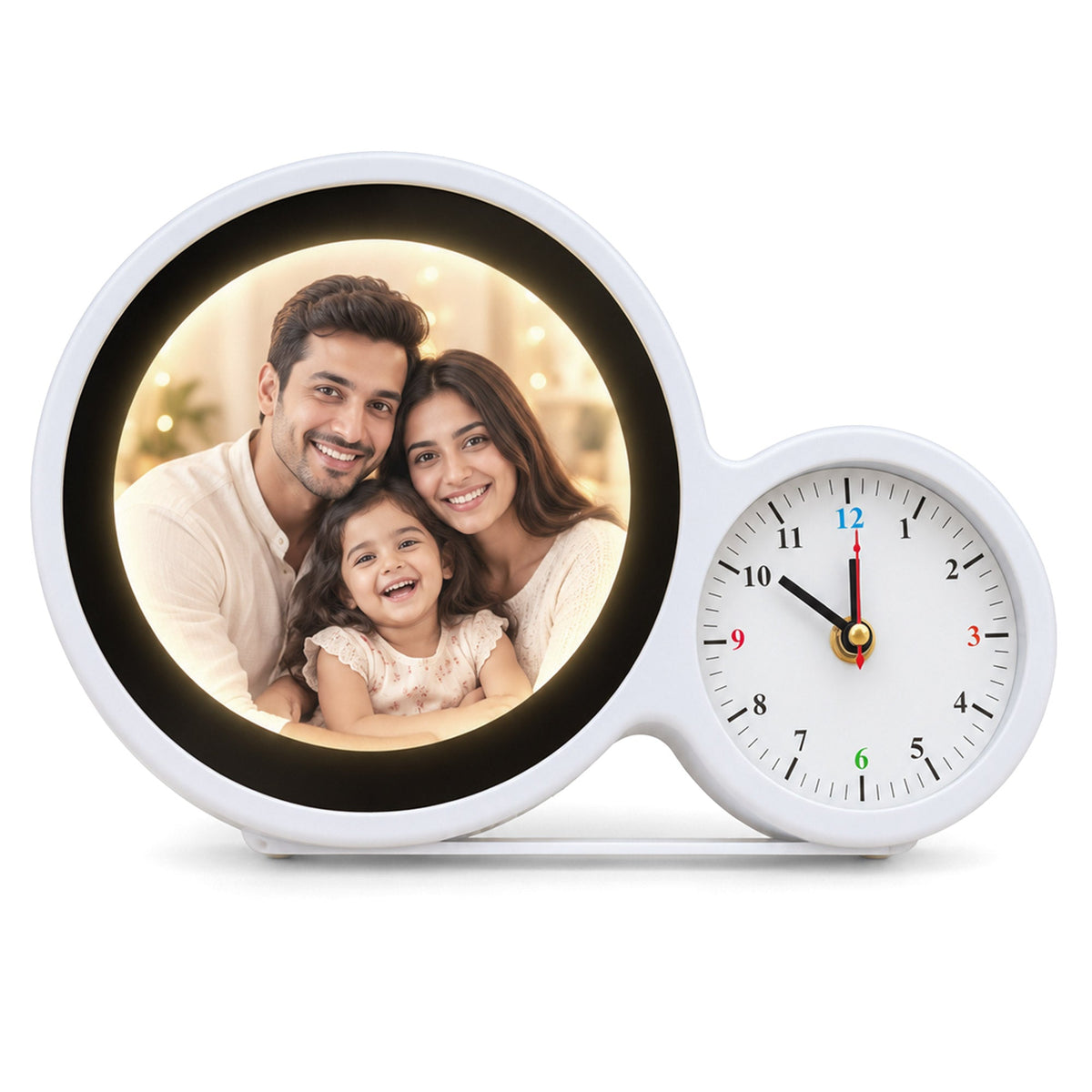 Oglinda magica cu ceas insertie foto si lumina LED - ROTUNDA MM101255 - Green Print