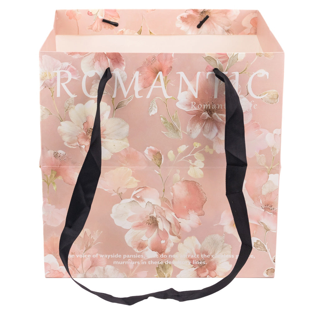 Sacoșă pătrată cu mesaj și mâner textil - roz (set 10 buc) 27.5x27.5cm 1 - craftup.ro