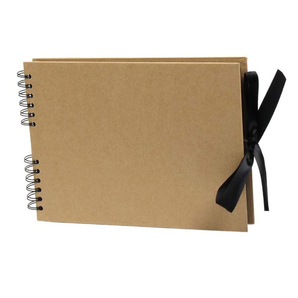 Album foto dreptunghiular cu spirală si panglică satin - Kraft - CraftUp