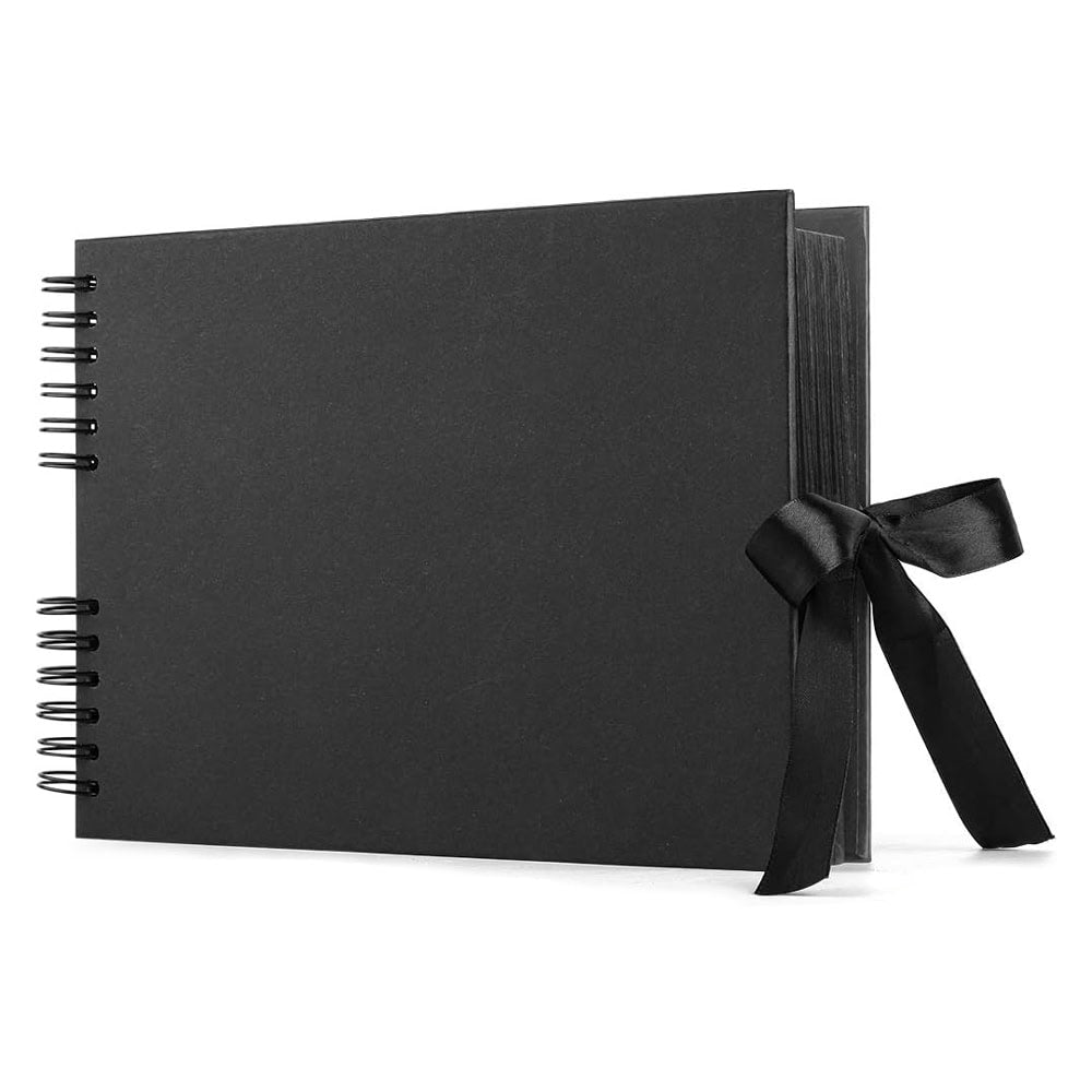 Album foto dreptunghiular cu spirală și panglică satin - Negru - CraftUp