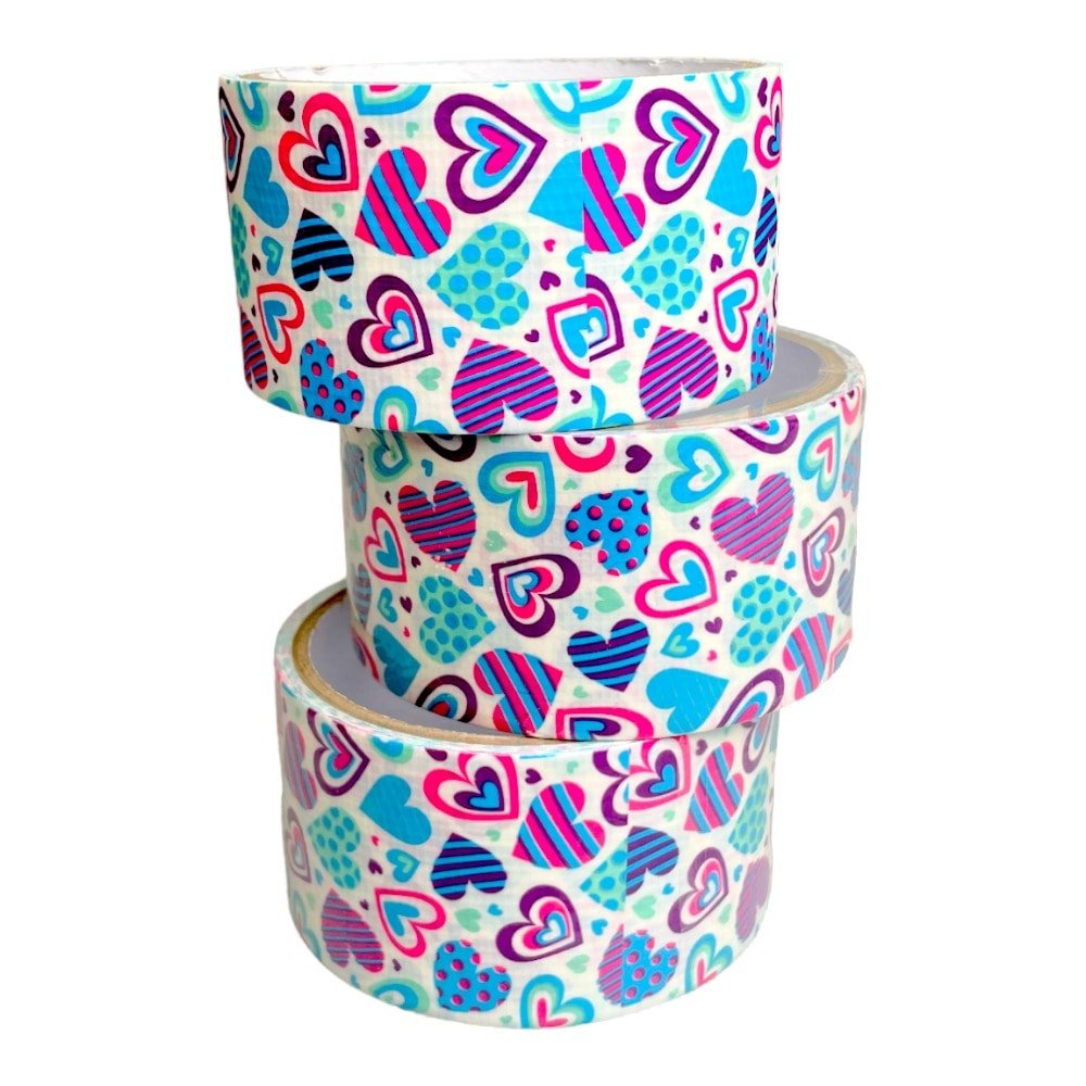 Bandă adezivă cu model - inimioare colorate 4.8cm x 5m - CraftUp