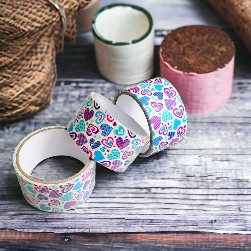 Bandă adezivă cu model - inimioare colorate 4.8cm x 5m - CraftUp