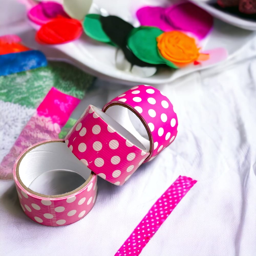 Bandă adezivă cu model - tipar roz 4.8cm x 5m - CraftUp