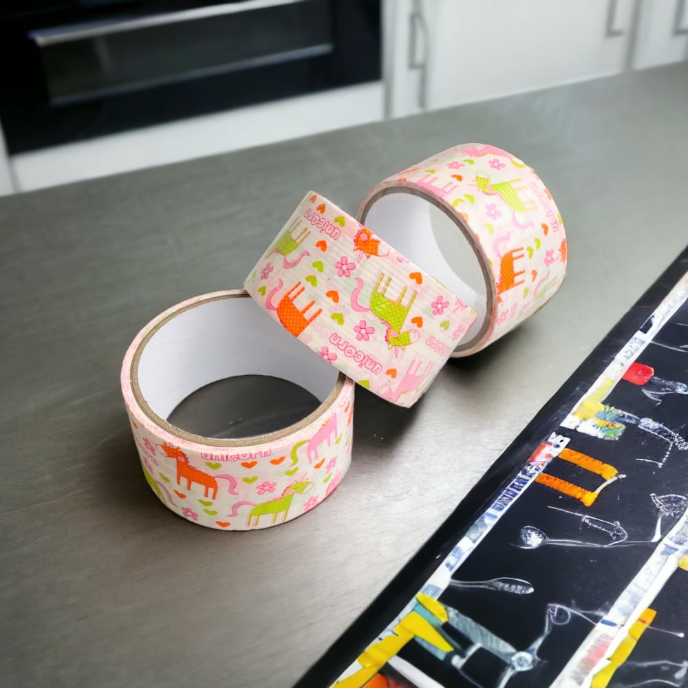 Bandă adezivă cu model - unicorni 4.8cm x 5m - CraftUp