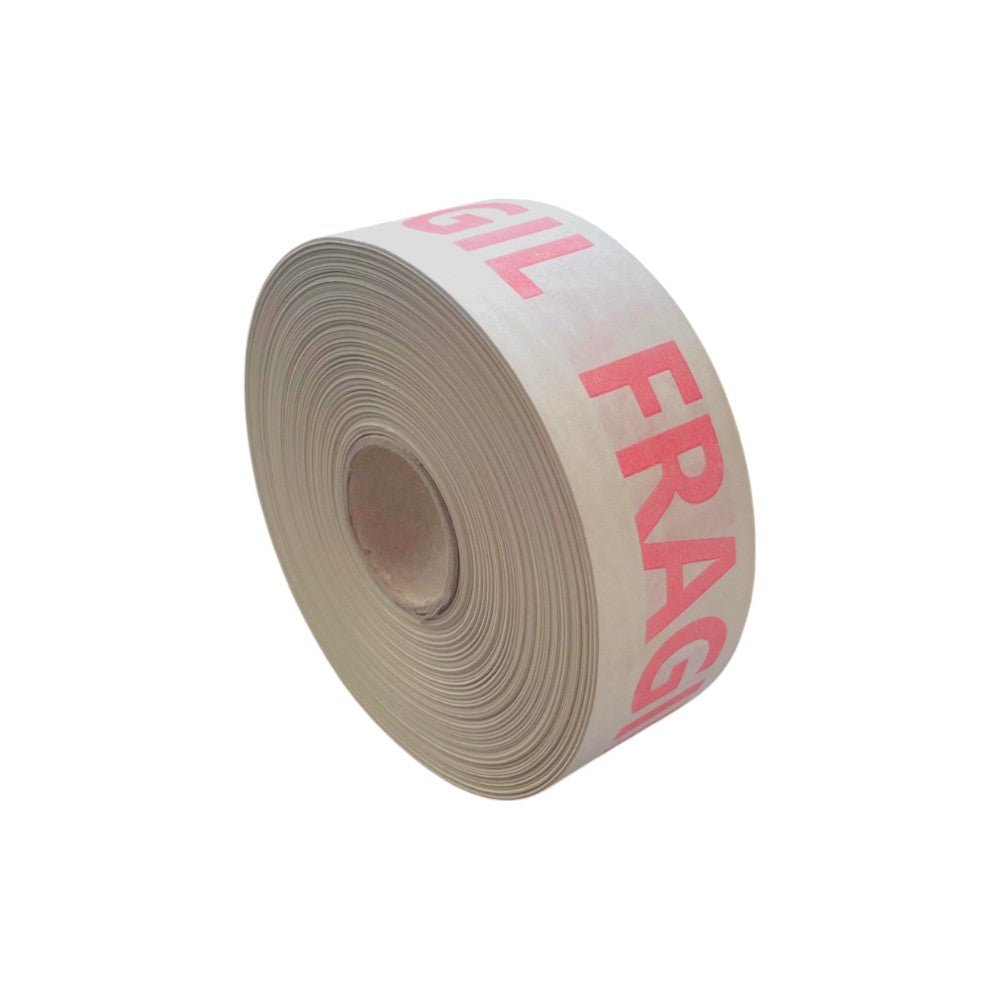 Bandă adezivă umectibilă din hârtie FRAGILE - alb - 60mm x 200m - CraftUp