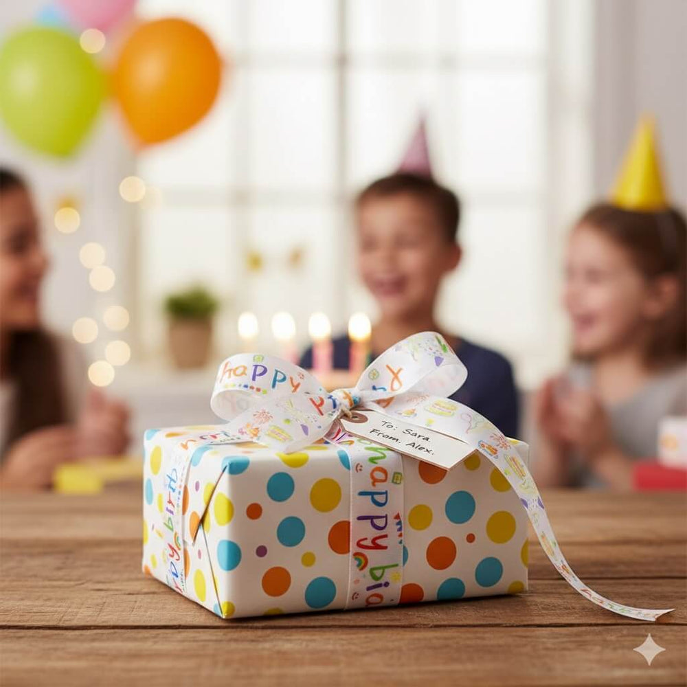 Bandă textilă cu mesaj happy birthday - CraftUp