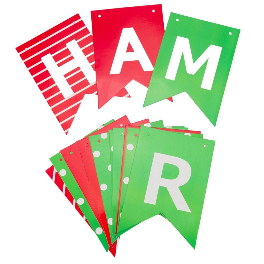 Banner Crăciun cu mesaj Merry Christmas - model 1 roșu și verde - CraftUp