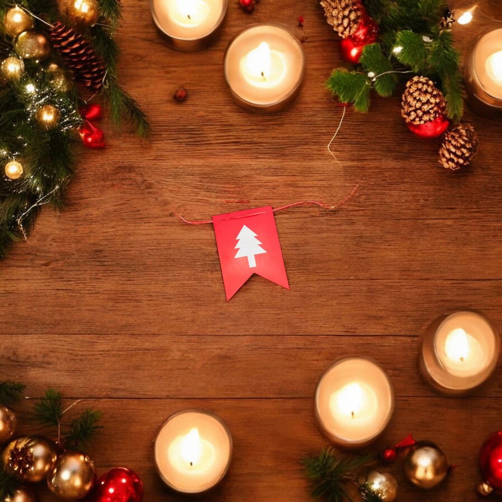 Banner Crăciun cu mesaj Merry Christmas - model 1 roșu și verde - CraftUp