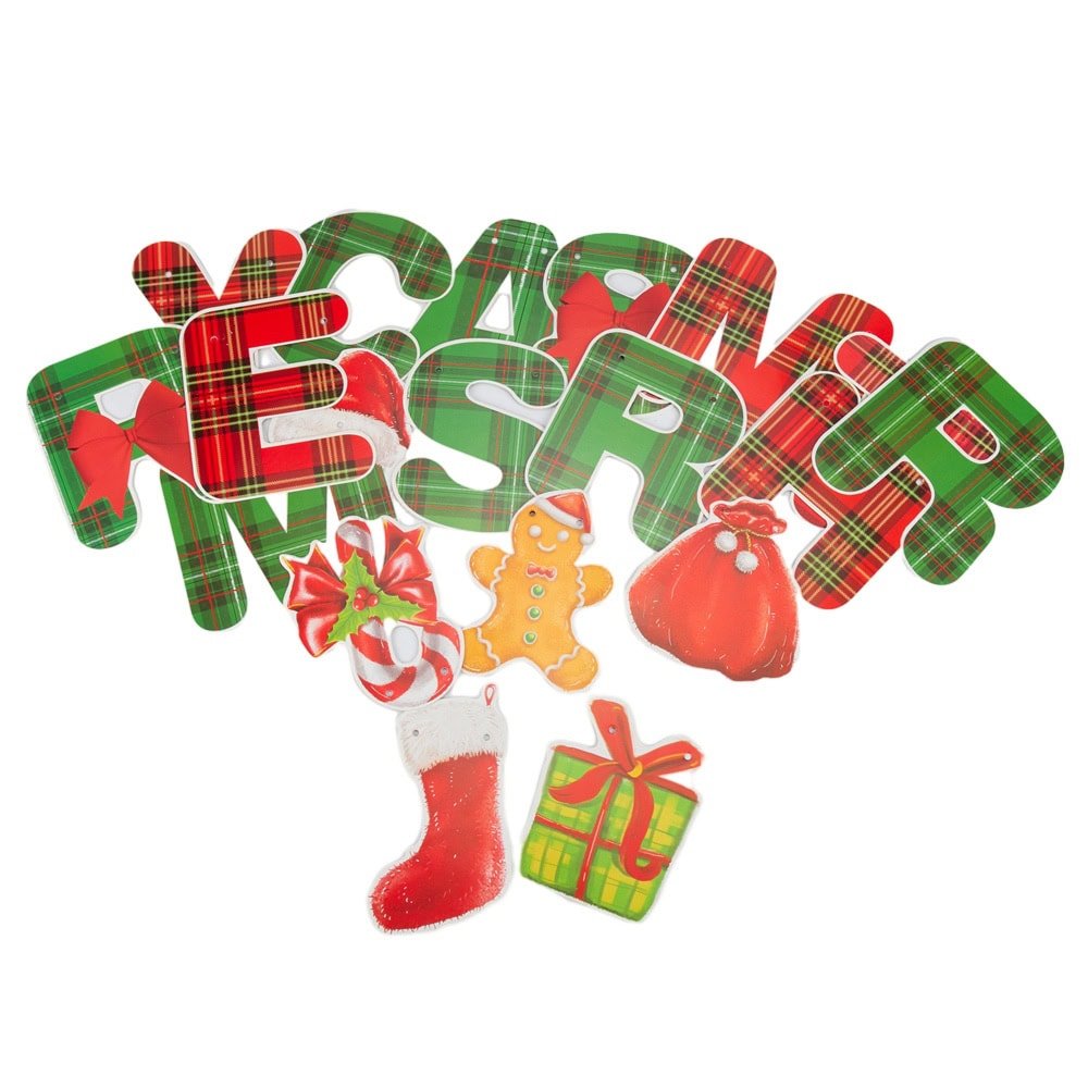 Banner Crăciun cu mesaj Merry Christmas - model 2 roșu și verde - CraftUp