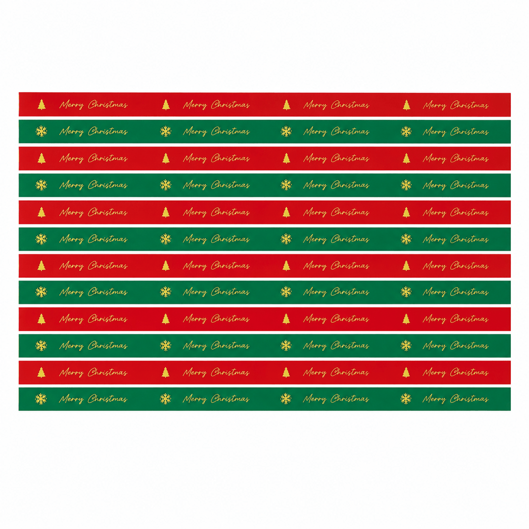 Benzi stickere de sigilare cadou de Crăciun - roșu și verde (set 100 buc) - CraftUp