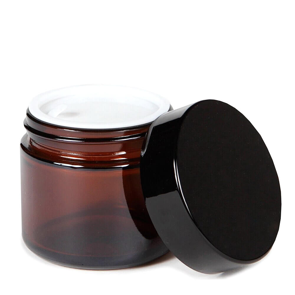 Borcan rotund ambră cu capac negru 30ml - CraftUp