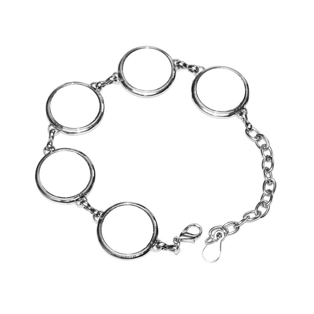 Brățară metalică cu 5 pandantive sublimabile - rotunde - CraftUp