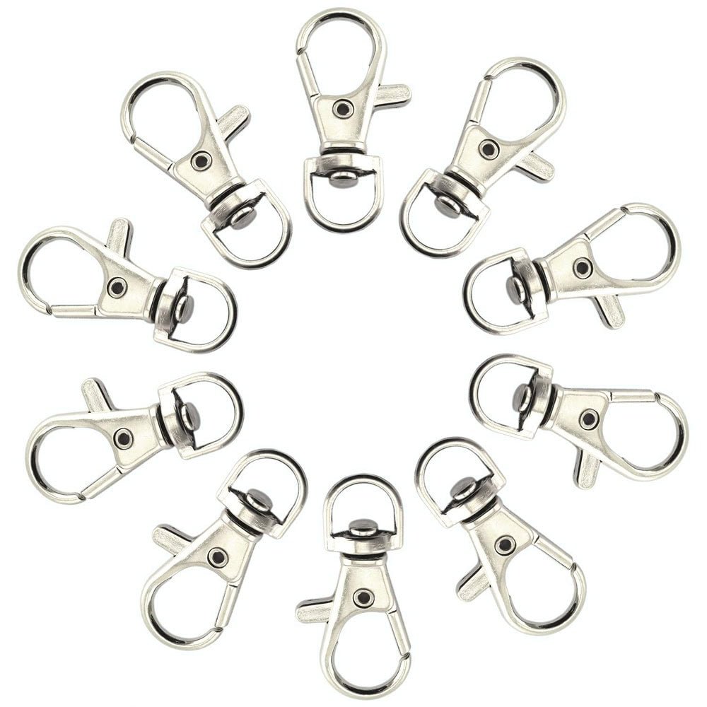 Carabină breloc cu clapetă si cap rotativ - argintiu (set 100 buc) - CraftUp