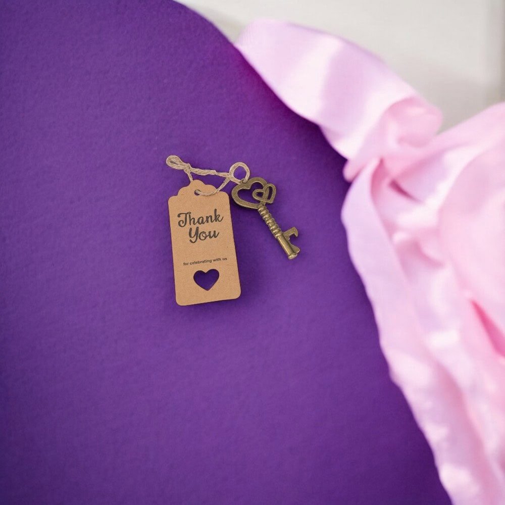 Card kraft cu cheiță desfăcător și sfoară iută (set 10 buc) - CraftUp