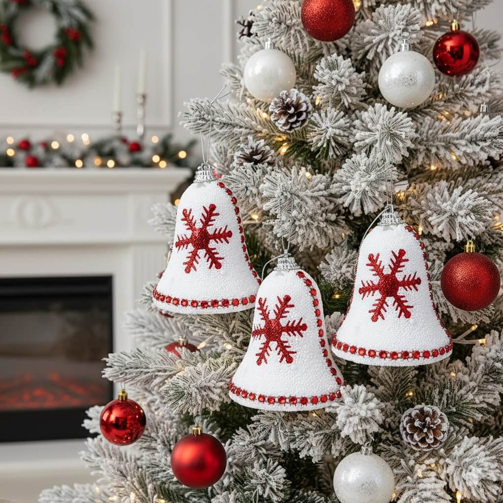 Clopoței decorativi Crăciun cu fulg (set 4 buc) - CraftUp