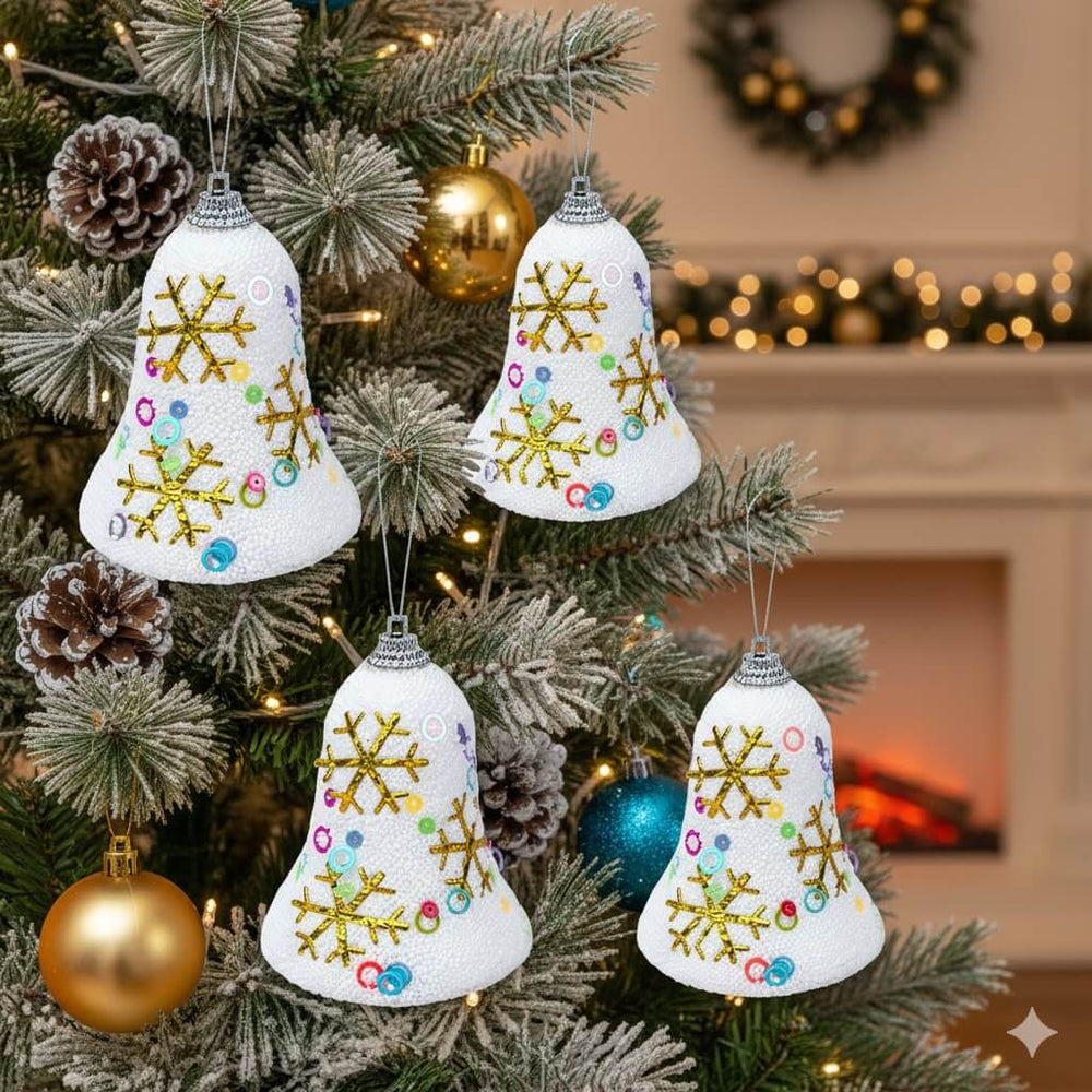 Clopoței decorativi Crăciun cu fulgi (set 4 buc) - CraftUp