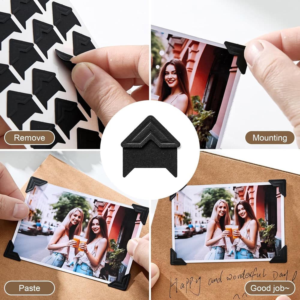 Colțare sticker pentru fotografii - negru (set 240 buc) - CraftUp