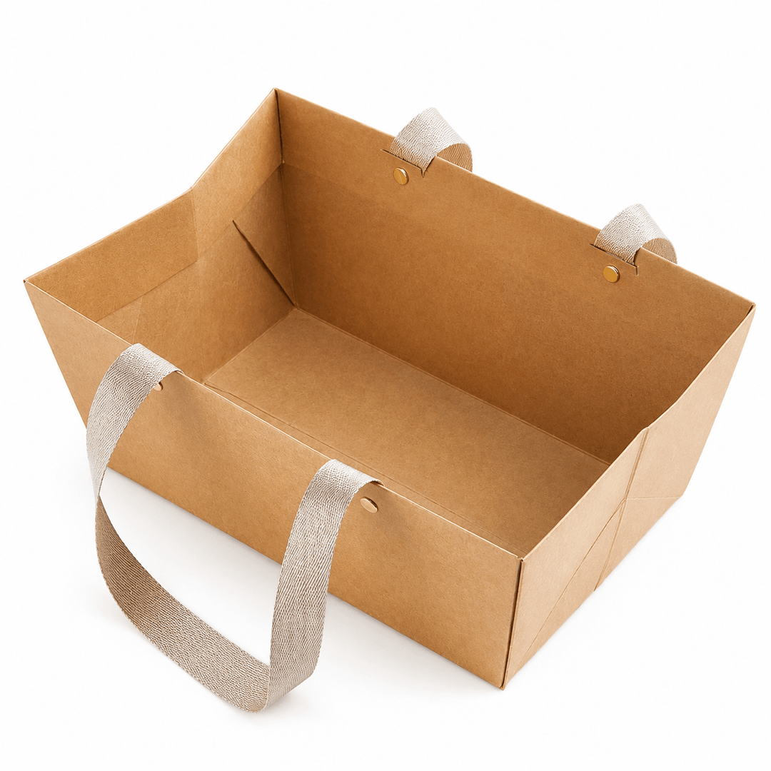 Coș kraft cu mânere pentru cadouri - maro (set 10 buc) - CraftUp