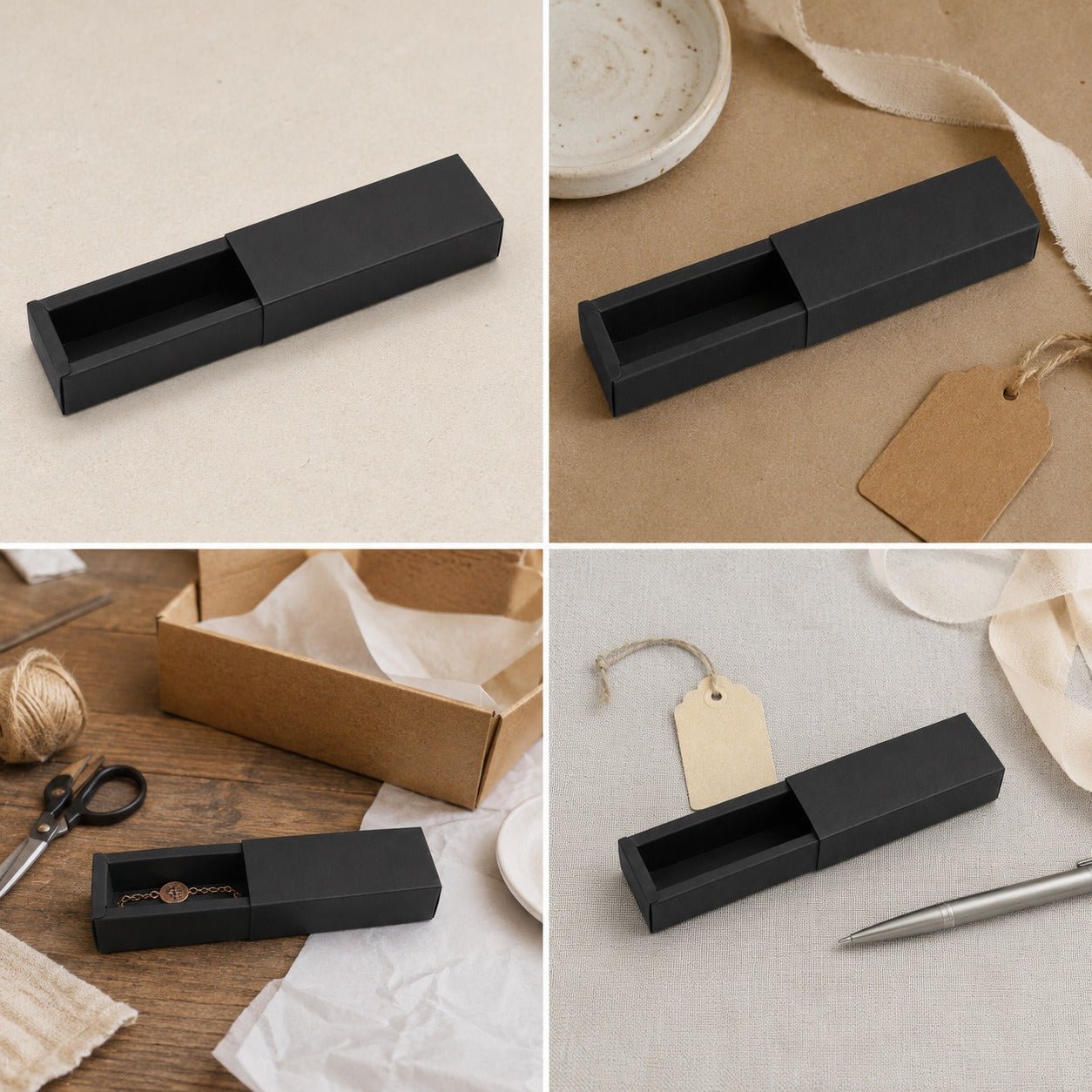Cutie alungită cu sertar - negru (set 50 buc) - CraftUp