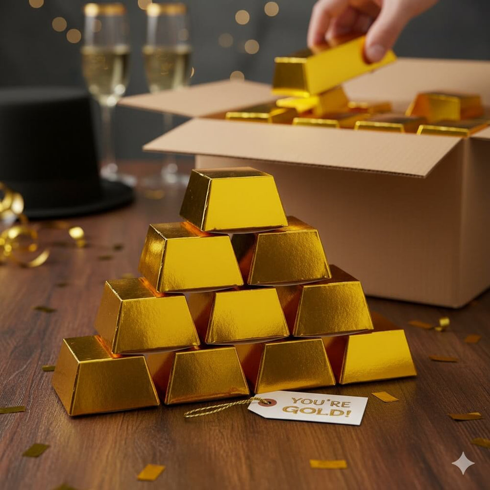 Cutie cadou carton imitație lingou (set 24 buc) - CraftUp