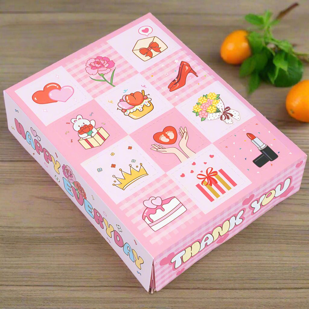 Cutie cadou roz cu 12 compartimente și capac apăsabil (set 5 buc) - CraftUp