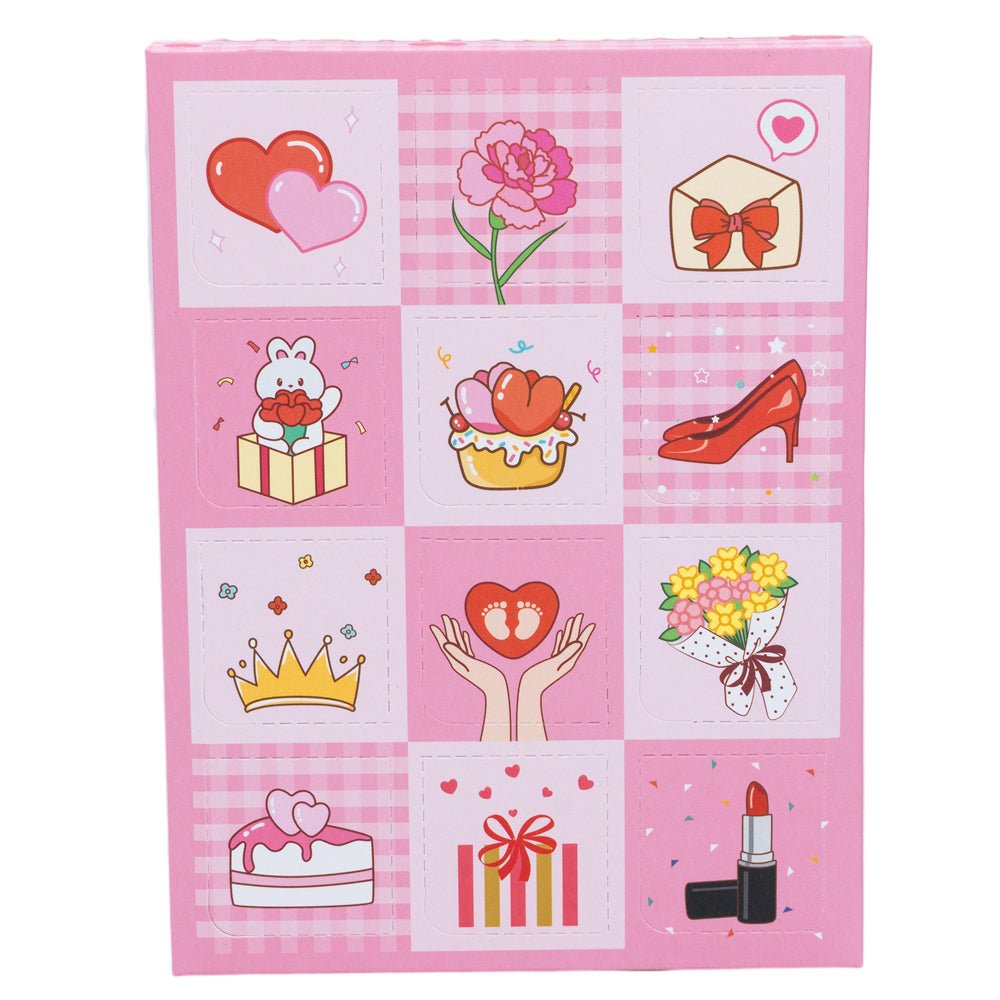 Cutie cadou roz cu 12 compartimente și capac apăsabil (set 5 buc) - CraftUp