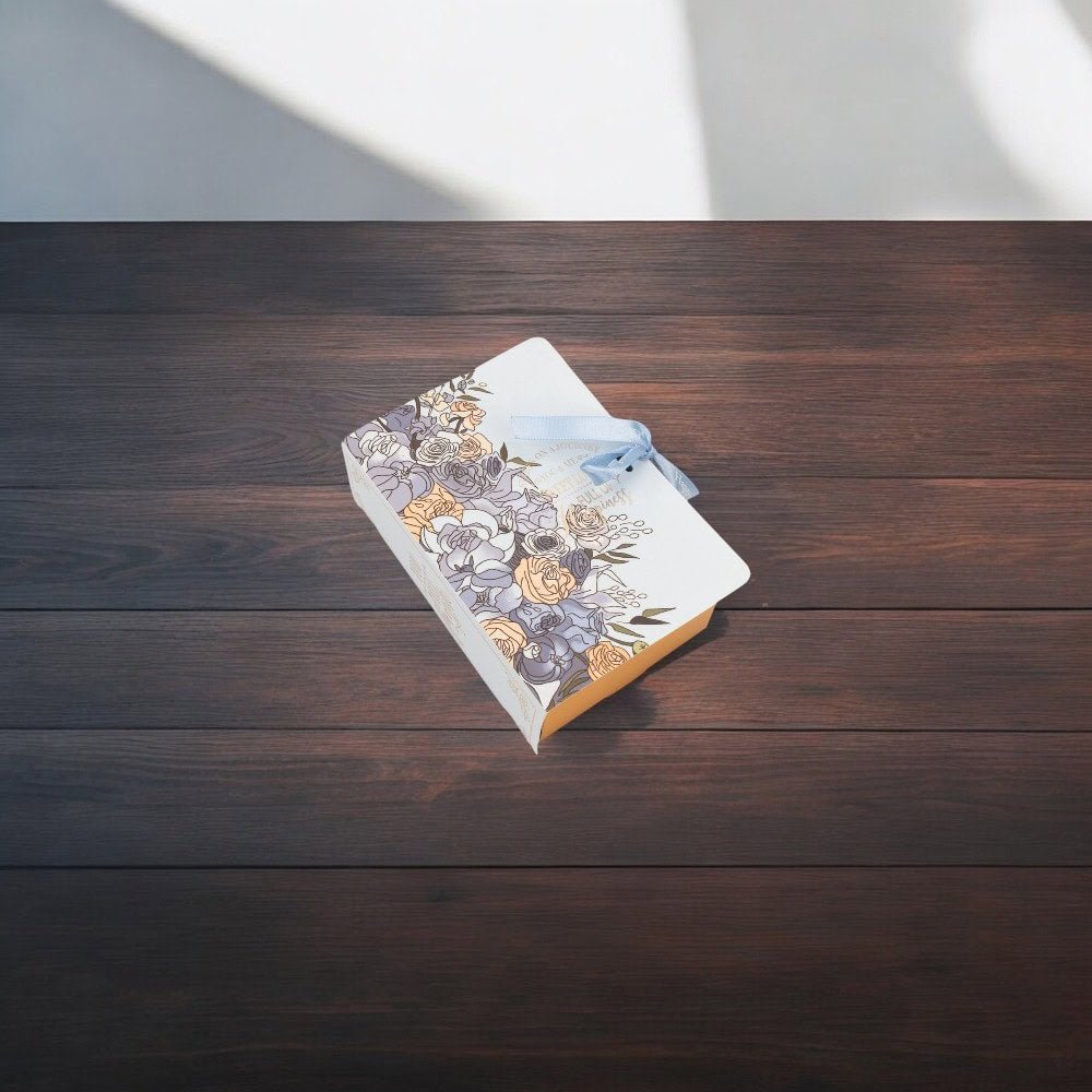 Cutie carte cu fundă satinată și design floral - bleu (set 50 buc) - CraftUp