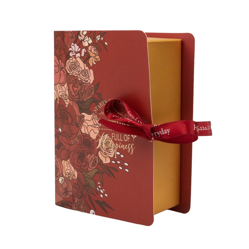 Cutie carte cu fundă satinată și design floral - roșu (set 50 buc) - CraftUp