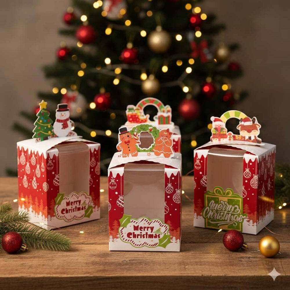 Cutie Crăciun cu decor 3D și fereastră - mix 4 modele (set 12 buc) - CraftUp