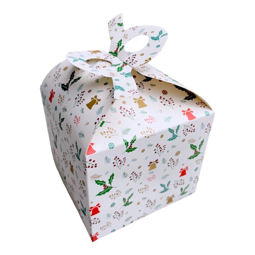 Cutie Crăciun cu mâner dublu - alb (set 12 buc) 12x12x10cm - CraftUp