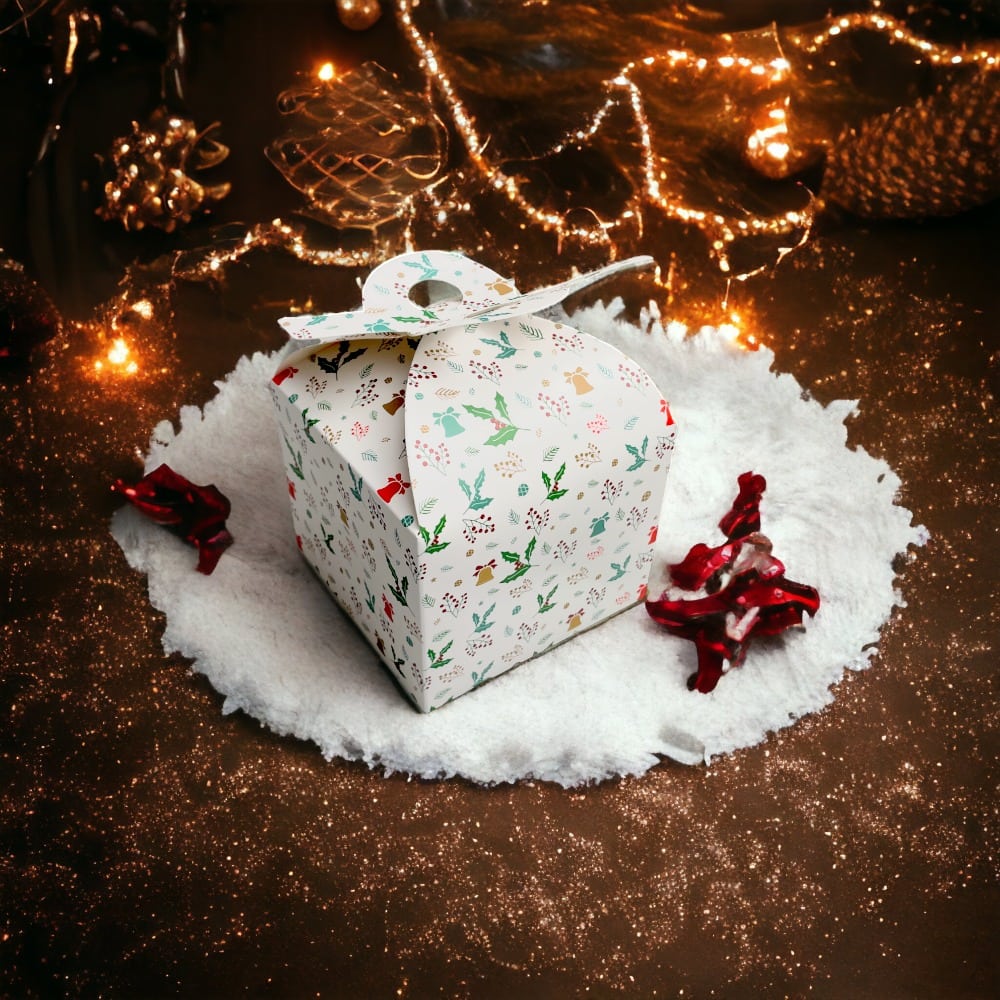 Cutie Crăciun cu mâner dublu - alb (set 12 buc) 12x12x10cm - CraftUp