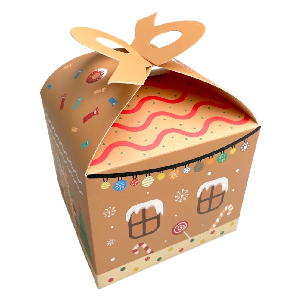 Cutie Crăciun cu mâner dublu - kraft (set 12 buc) 12x12x10cm - CraftUp