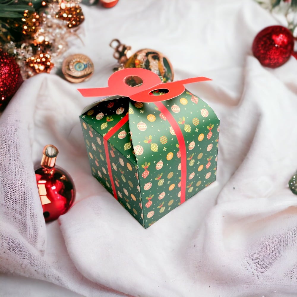 Cutie Crăciun cu mâner dublu - verde (set 12 buc) 12x12x10cm - CraftUp