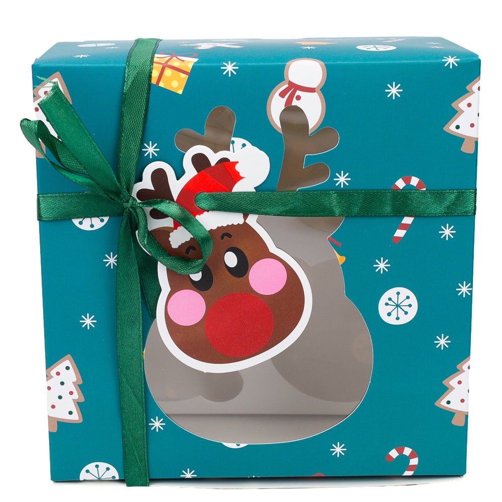 Cutie Crăciun cu panglică, fereastră și 4 compartimente - mix 4 modele (set 12 buc) - CraftUp