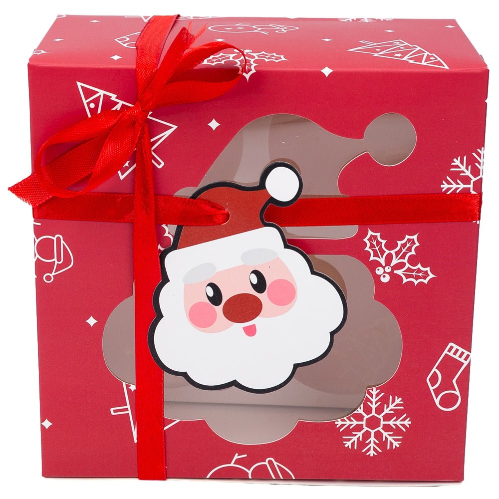 Cutie Crăciun cu panglică, fereastră și 4 compartimente - mix 4 modele (set 12 buc) - CraftUp