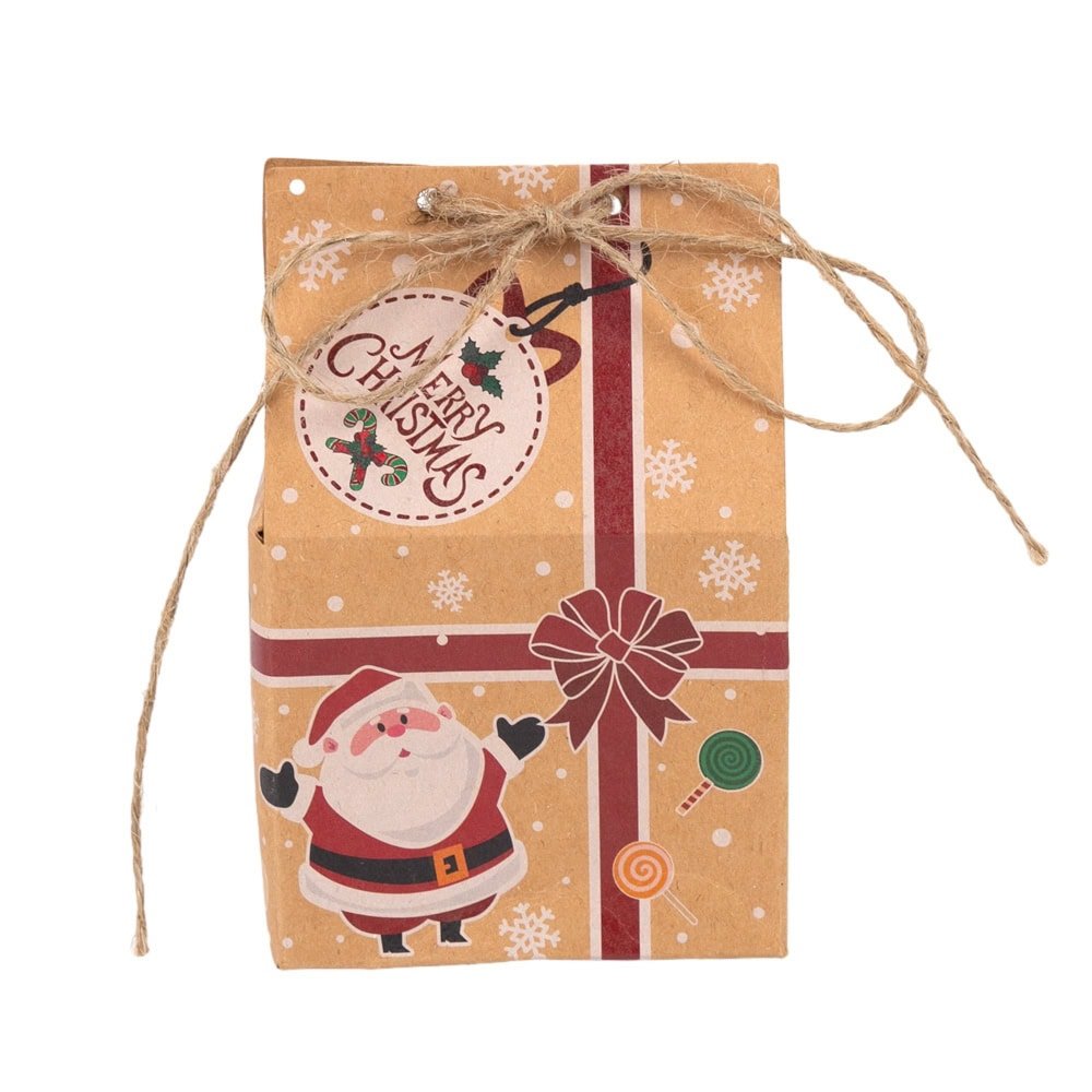 Cutie Crăciun Fericit cu închidere sfoară iută - model 2 kraft (set 50 buc) - CraftUp