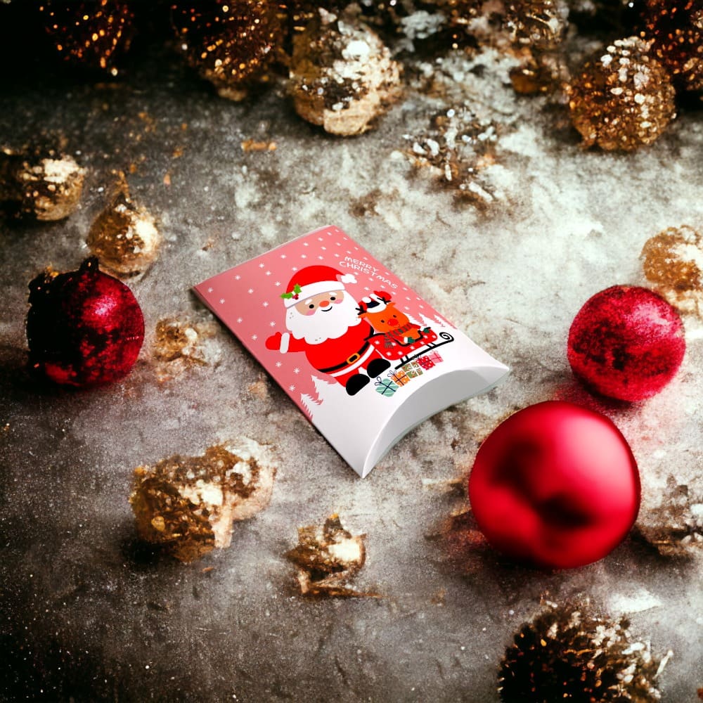 Cutie Crăciun în formă de pernă - model 10 roz (set 50 buc) 14x10x2.6cm - CraftUp